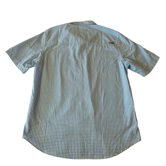 Mountain Khakis Shirt Mens Large Aqua White Checkered Cain Short Sleeve Button‎ - Picture 12 of 12